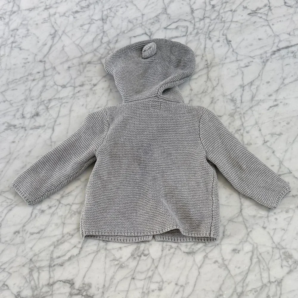 Gray Knit Baby Cardigan Sz 6-12 Mo Bear Ears Gap
